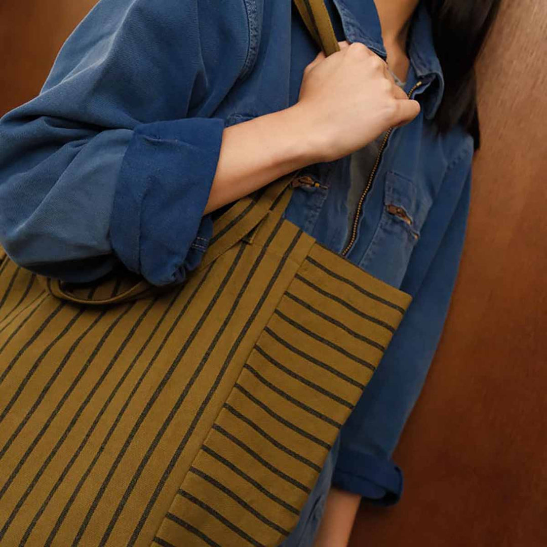 ELISABETH TOTE BAG TENNIS BLACK /  OLIVE