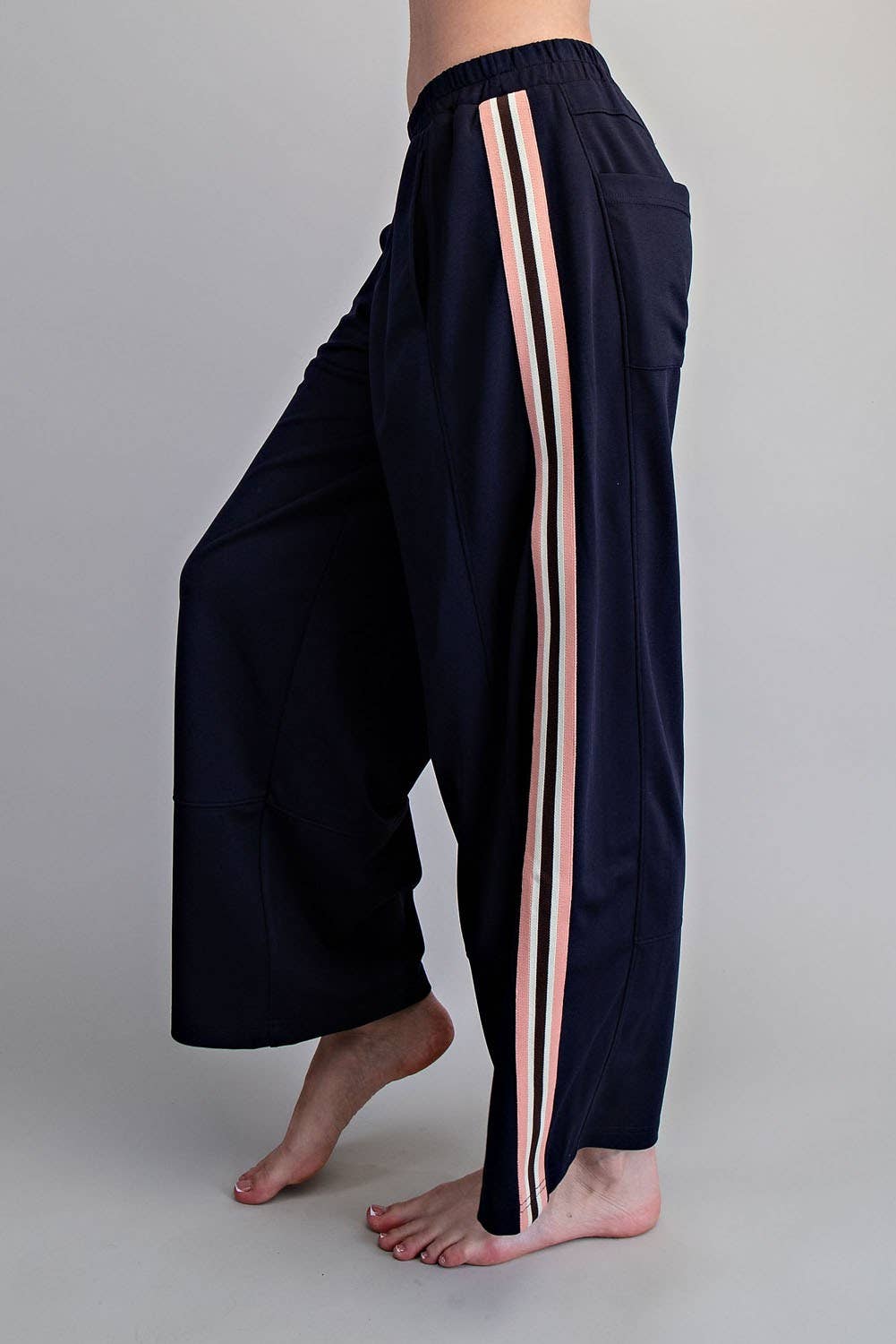 SIDE STRIPE ELASTIC WAIST SPORTY PANTS