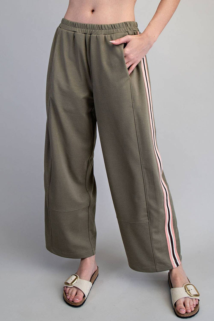 SIDE STRIPE ELASTIC WAIST SPORTY PANTS