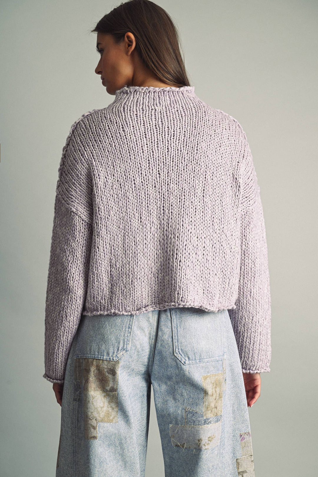 T673   ROLL HEMMING LONG SLEEVE SWEATER TOP