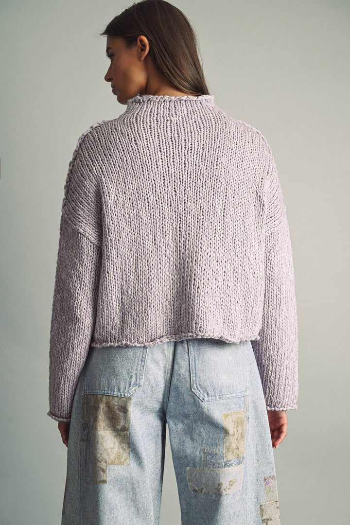 T673   ROLL HEMMING LONG SLEEVE SWEATER TOP
