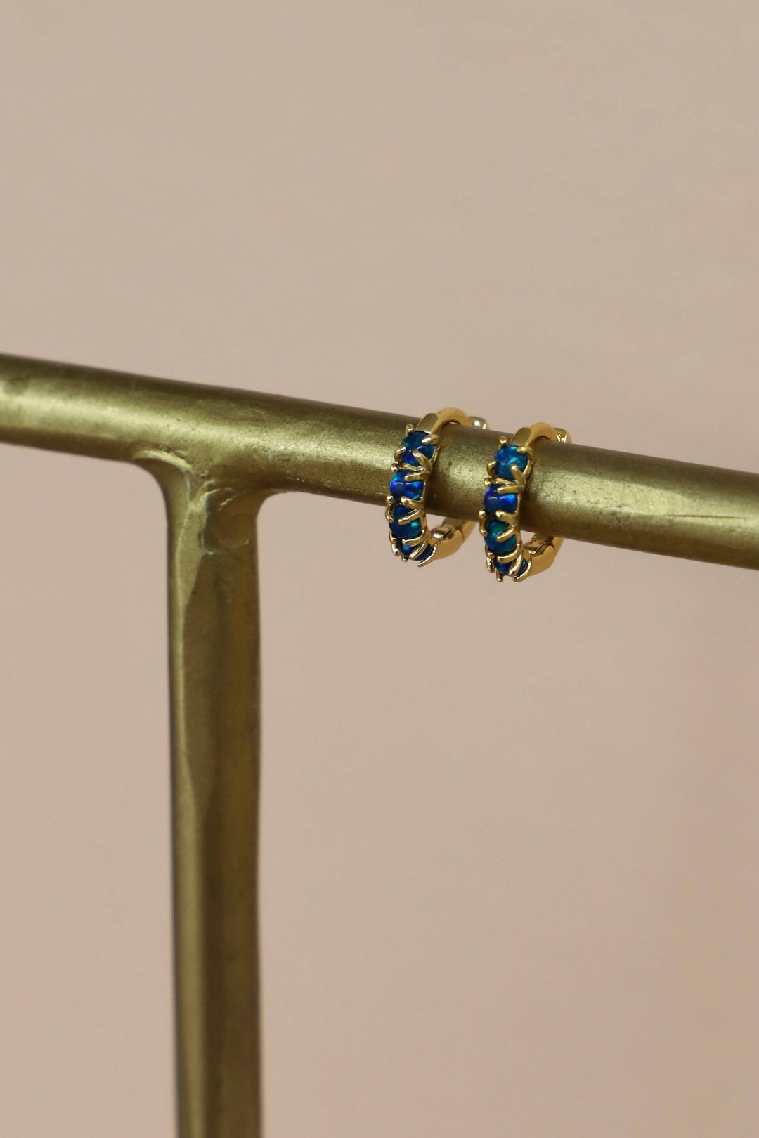 DARK BLUE OPAL MINI HOOPS KW96