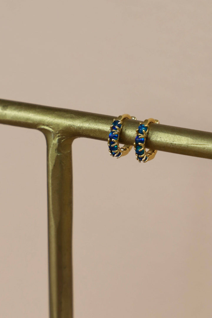 DARK BLUE OPAL MINI HOOPS KW96