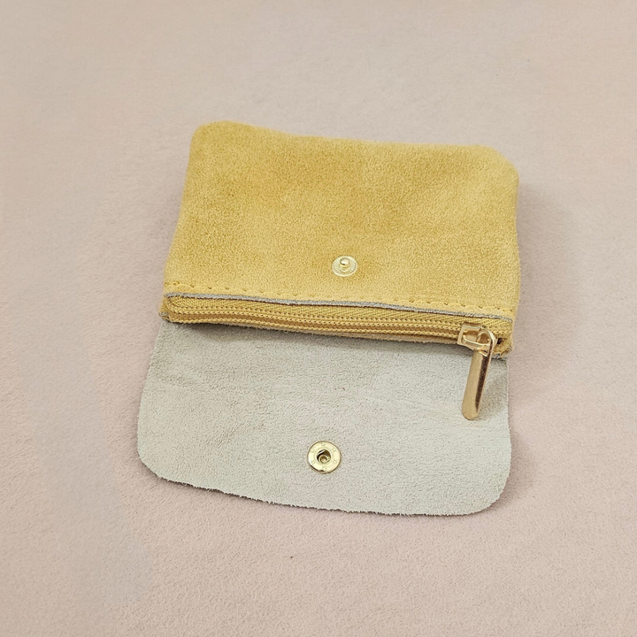 Kangood suede-effect leather coin purse: Amande daim