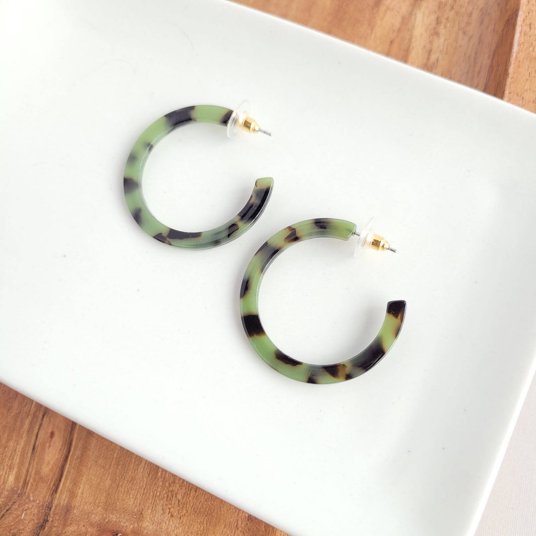 Camy Hoops - Olive Tortoise // Jewelry, Earrings, Fall SS236