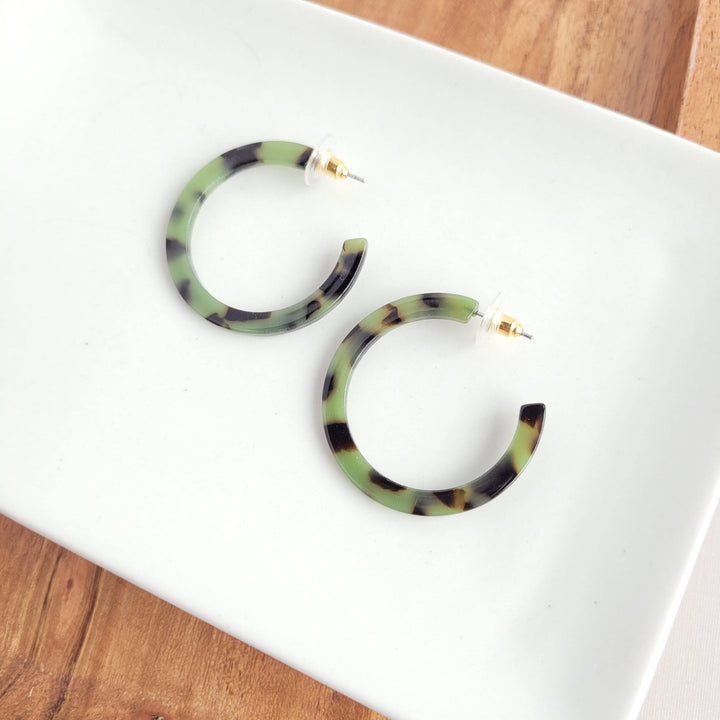 Camy Hoops - Olive Tortoise // Jewelry, Earrings, Fall SS236