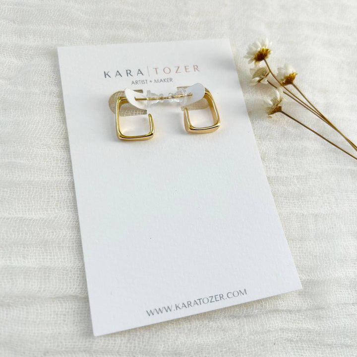 Dainty Gold Open Square Hoops KT925