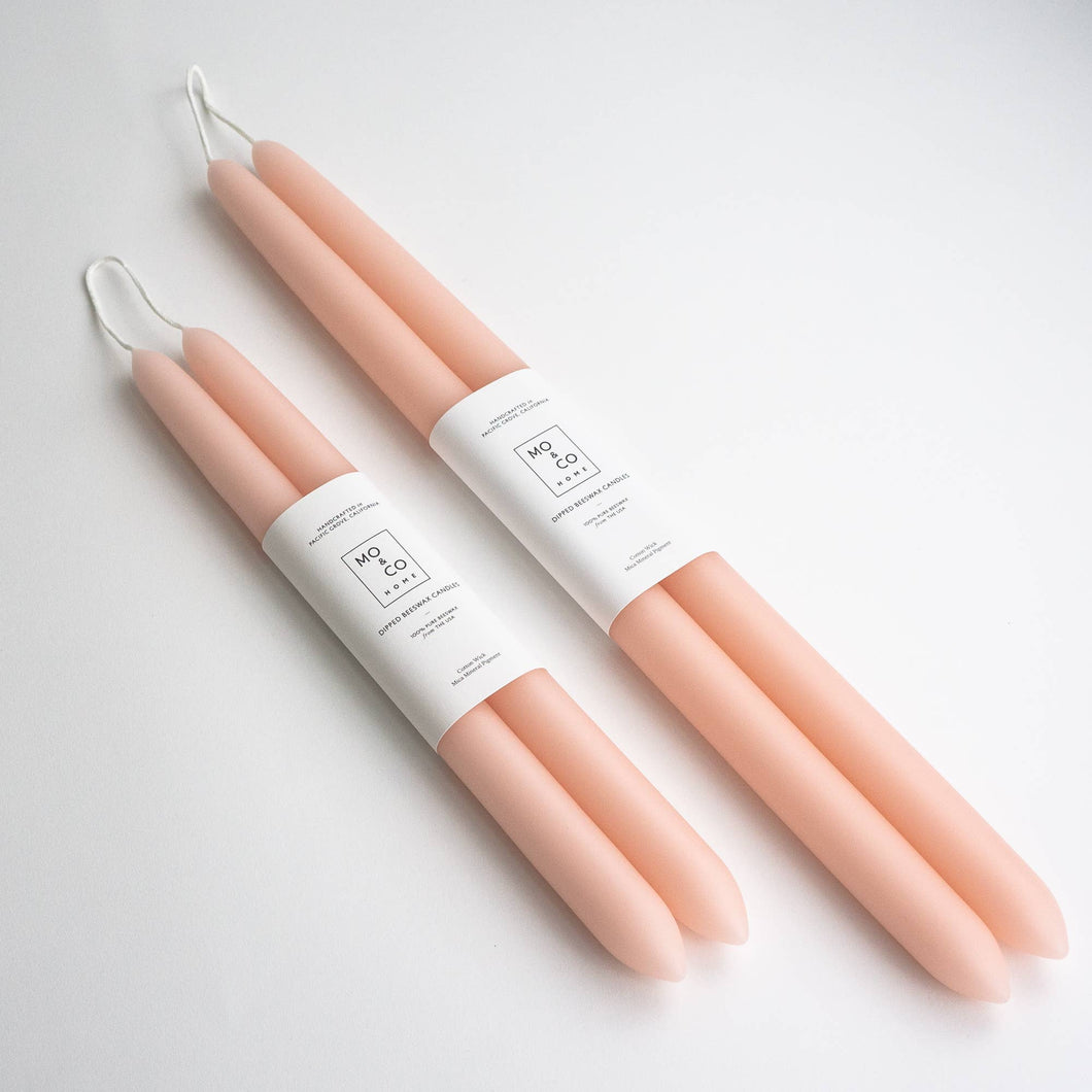 Pink Rose | Dipped Beeswax Taper Candles | All Natural, Hand