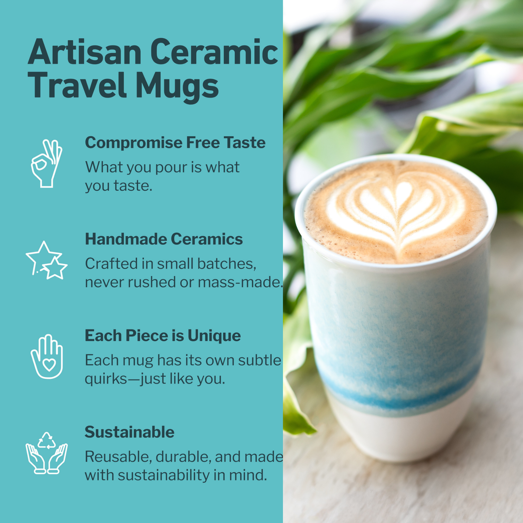 Lagoon Ceramic Coffee Cup – 12oz with Lid &amp; Sleeve NV97