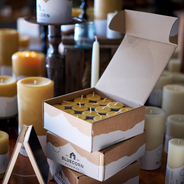 Pure Beeswax Tea Light Candles – Eco-Friendly Holiday Decor