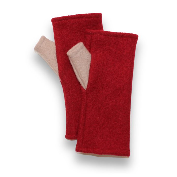 Merino Wool Fingerless Gloves | Two Tone DN22