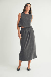 CORDUROY CASUAL MIDI SKIRT