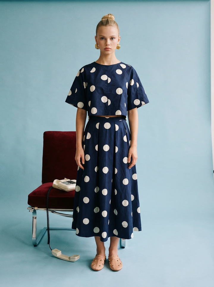 Polka Dot Back-Tie Top HS223
