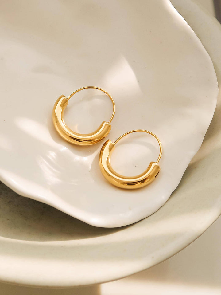 Mackenzie 18K Non-Tarnish U-Shape Hoop Earring FLA03