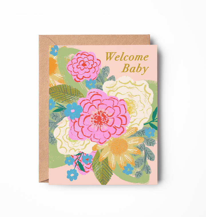 Welcome Baby Card | Botanical Floral New Baby Greeting Card