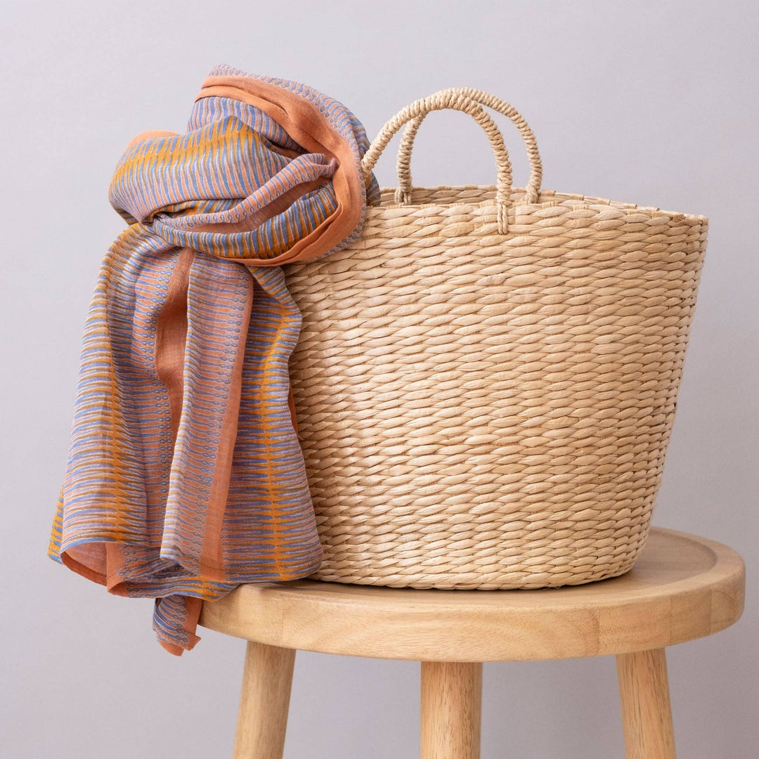Marta Ochre Block Printed Scarf GMS26
