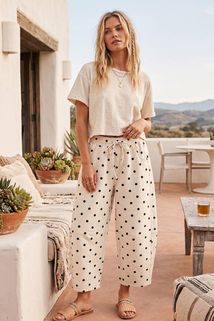 Polka Dot Heavy Scuba Barrel Lounge Pants SWN64