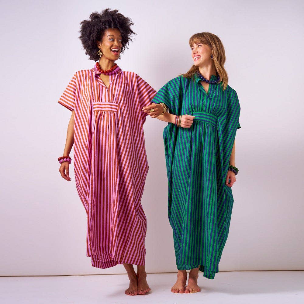 Margot Stripe Kaftan Rust + Lilac INK792