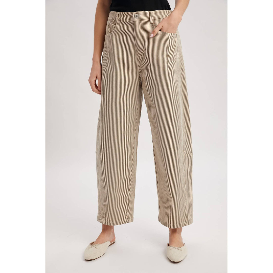PINSTRIPE RELAXED WIDE LEG COTTON PANTS / WL25
