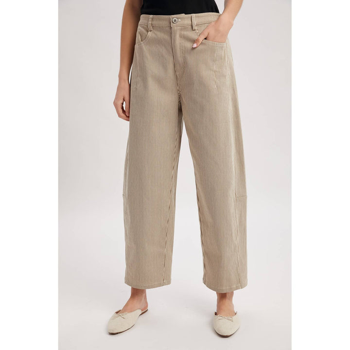 PINSTRIPE RELAXED WIDE LEG COTTON PANTS / WL25