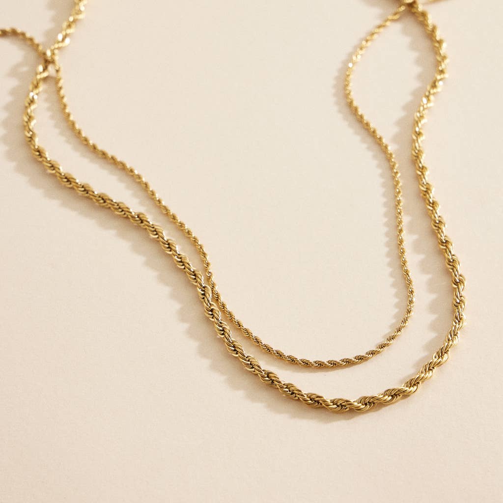 Gold-Dipped Twisted Chain | Stainless Steel Necklace FM923