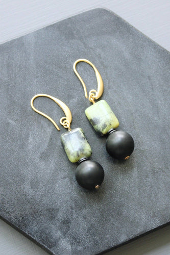 LEXE14 Green jasper earrings