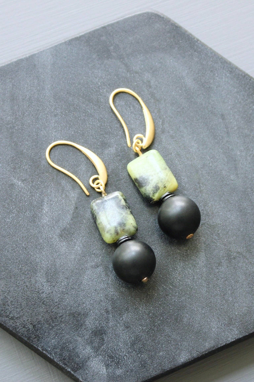 LEXE14 Green jasper earrings