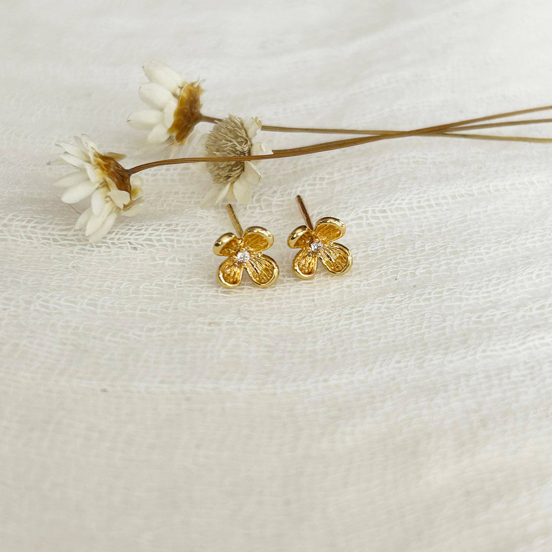 Dainty Gold Flower Studs 