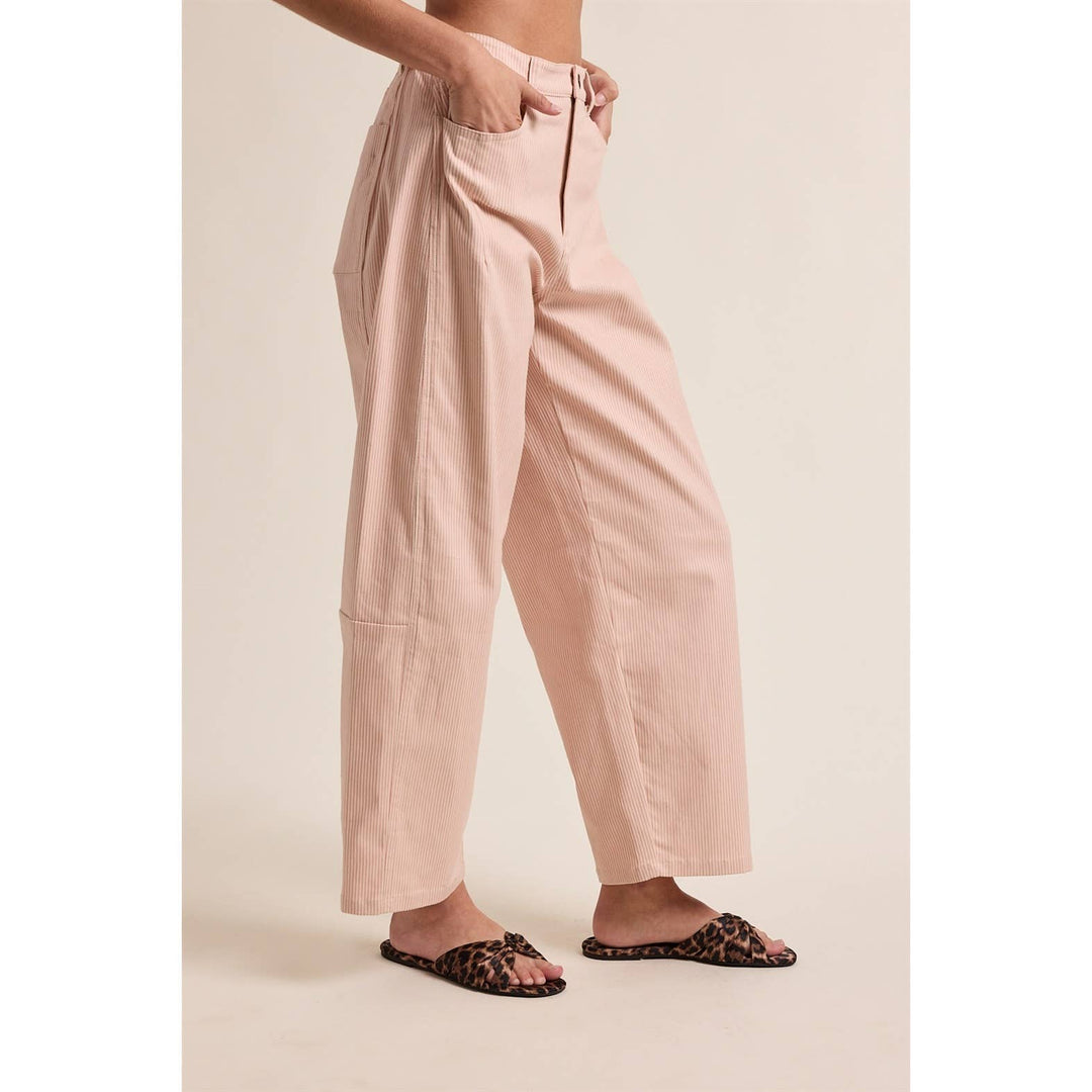 PINSTRIPE RELAXED WIDE LEG COTTON PANTS / WL25