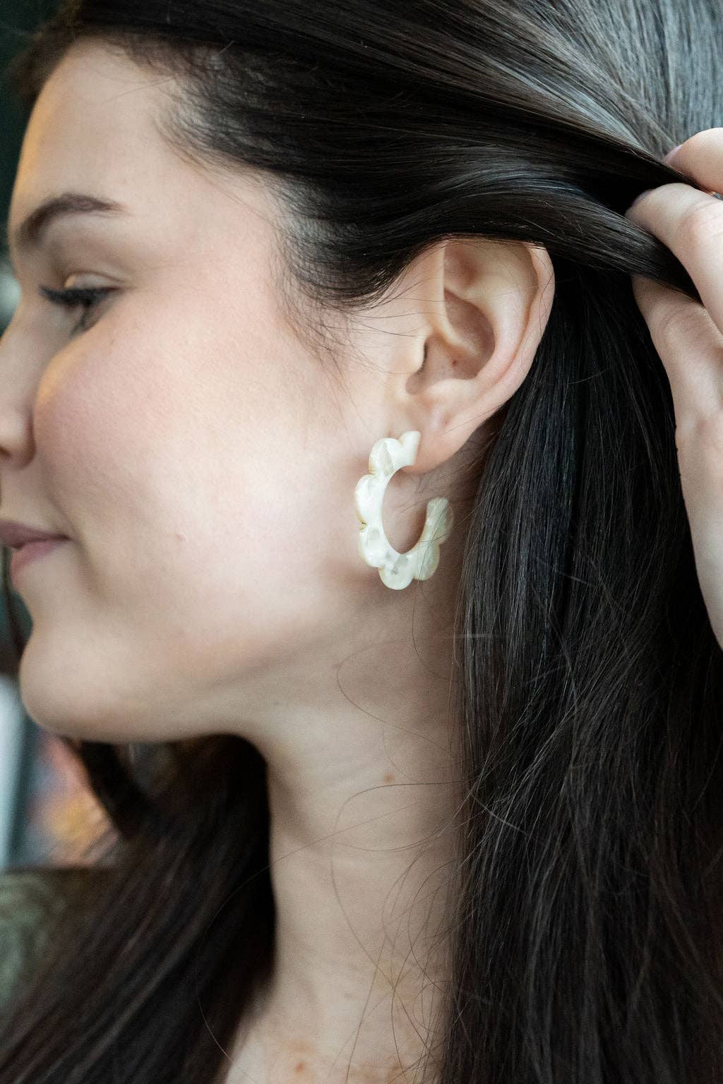 Flora Hoops - Cream // Jewelry, Earrings, Flower SS967