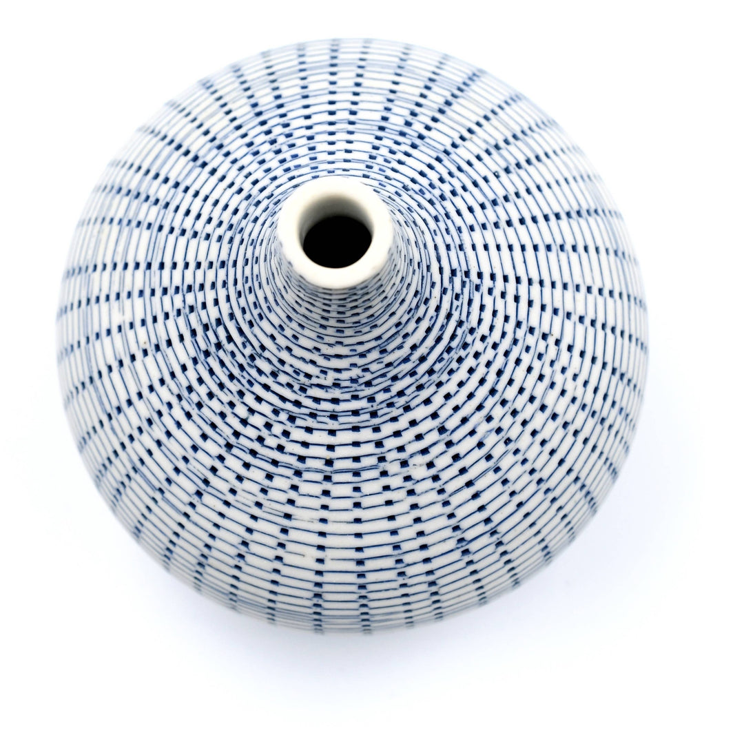 524W71BLUE CONGO TINY L-Handcrafted Porcelain Bud Vase