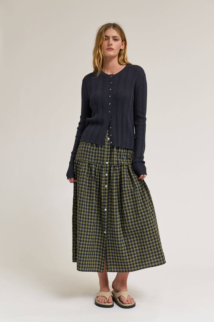 50711 - FRONT BUTTON CHECK SKIRT