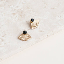 Load image into Gallery viewer, Onyx Mini Pleat Jacket Earrings MS13