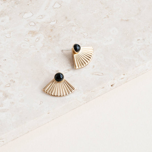 Onyx Mini Pleat Jacket Earrings MS13