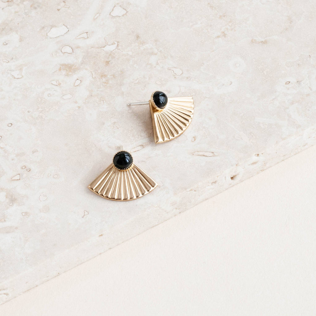 Onyx Mini Pleat Jacket Earrings MS13