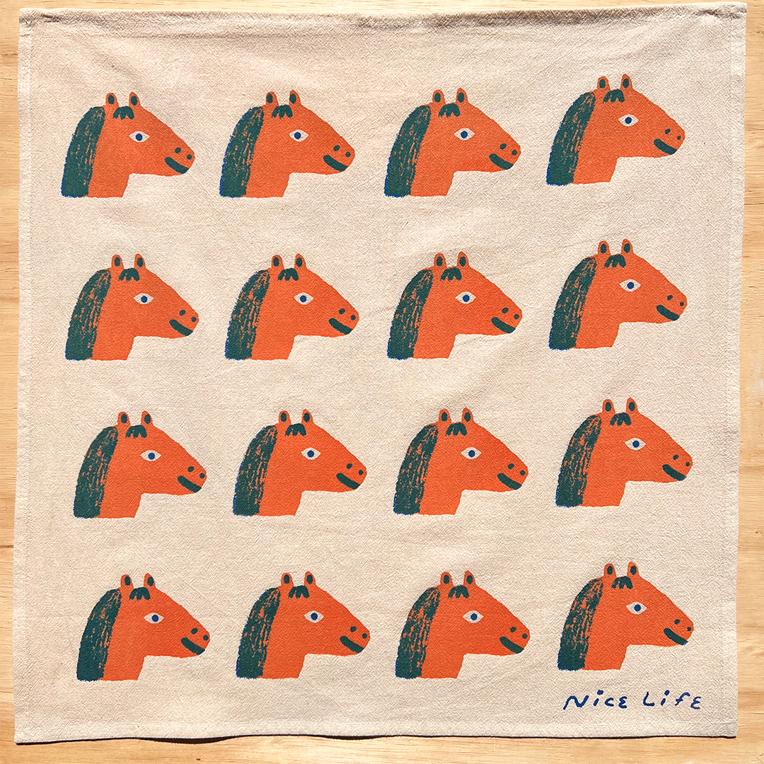 Horse Cotton Tea Towel NICE3