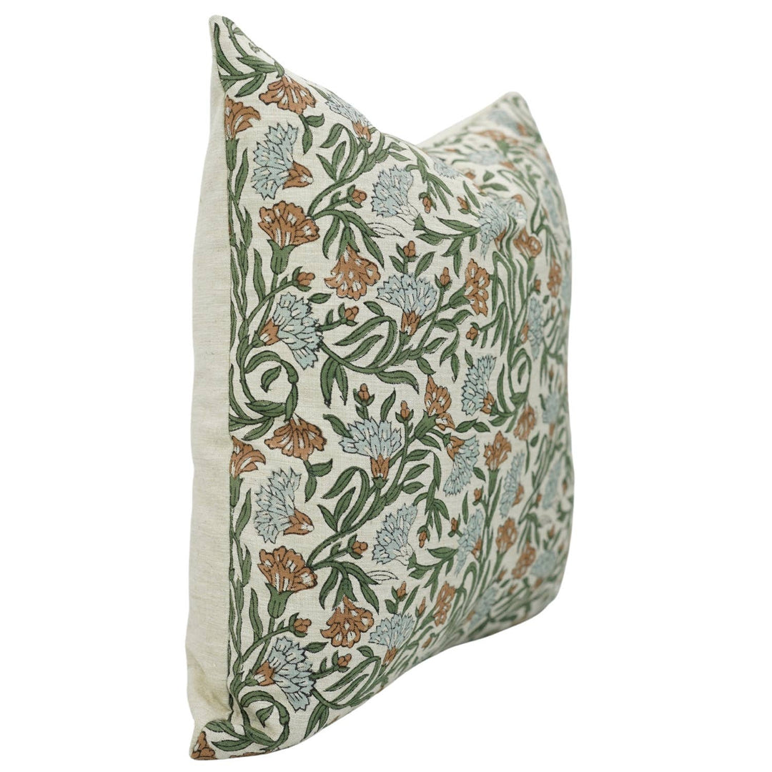 Traditional Block Linen Blend Pillow Cover - Thorny Stems FB03