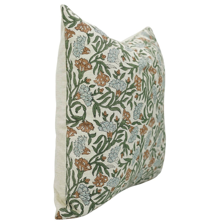 Traditional Block Linen Blend Pillow Cover - Thorny Stems FB03