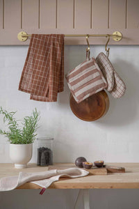 NORDIC potholders - sand/brown stripes