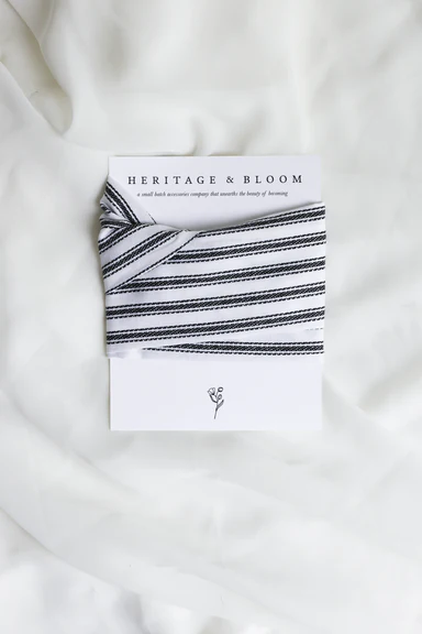 White With Black Stripes Headwrap HH29