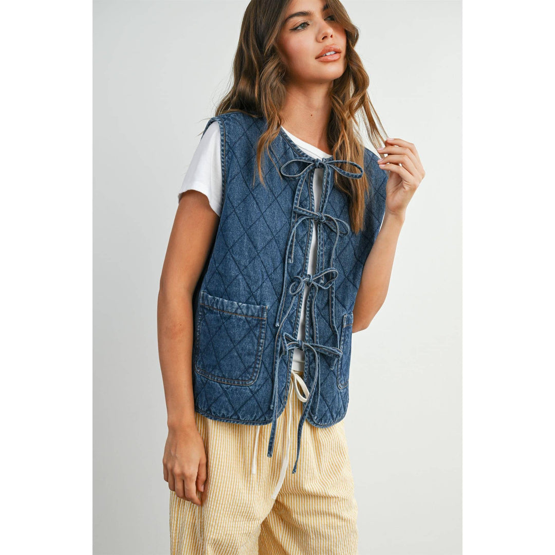 Quilted Tie-Front Vest - BMJ8086