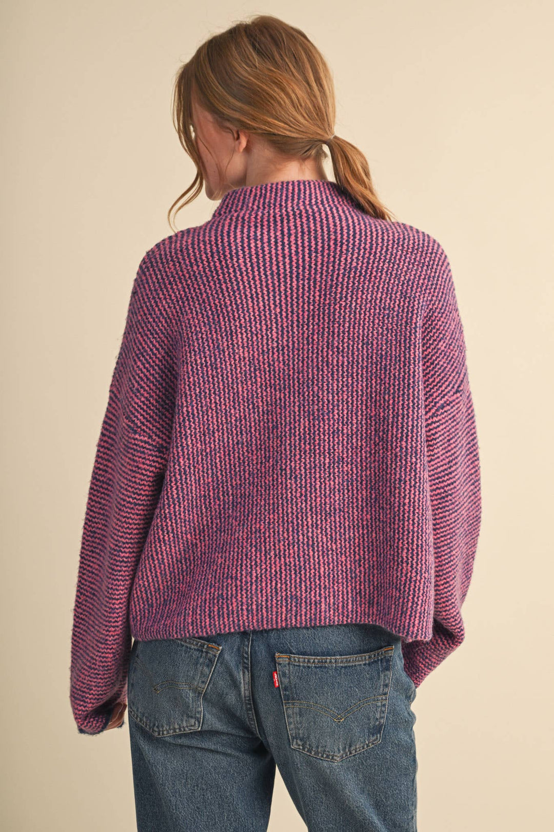 STRIPED SWEATER CARDIGAN WITH COLORFUL BUTTONS MS112