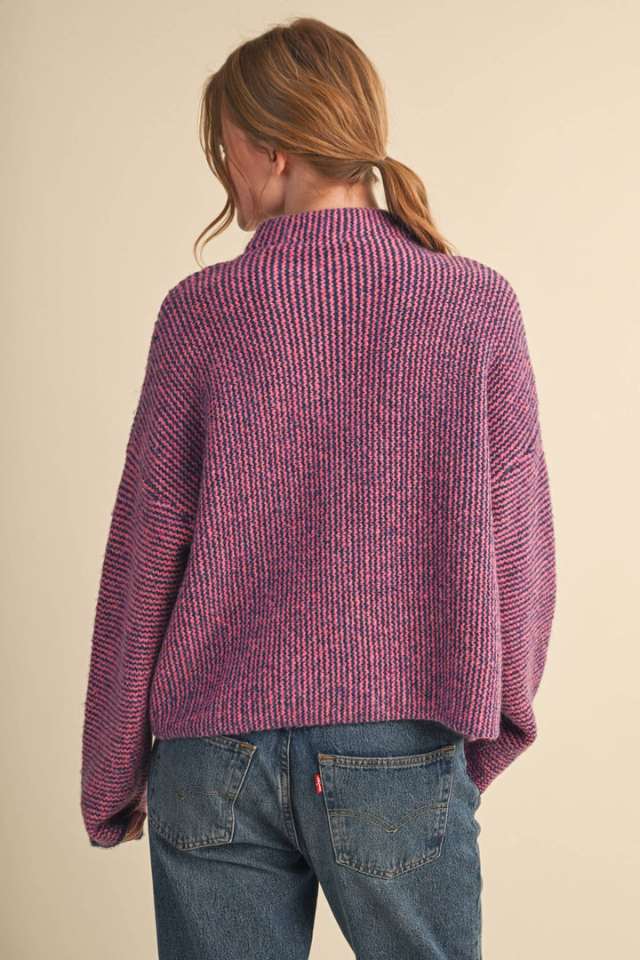 STRIPED SWEATER CARDIGAN WITH COLORFUL BUTTONS MS112