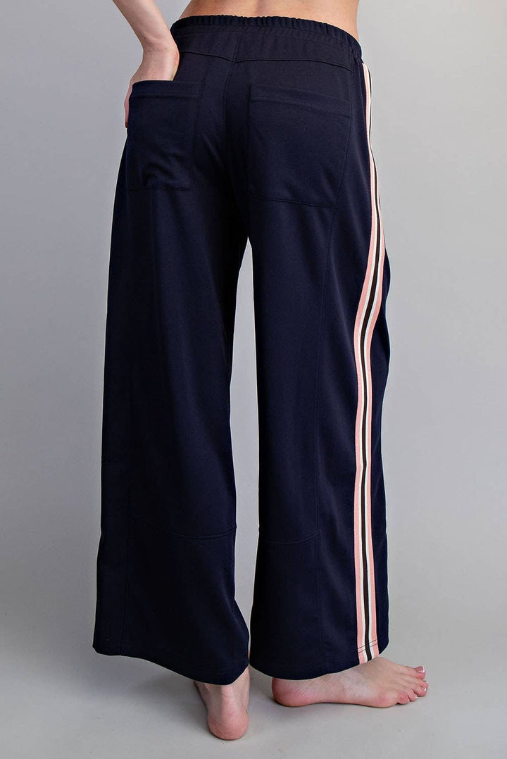 SIDE STRIPE ELASTIC WAIST SPORTY PANTS