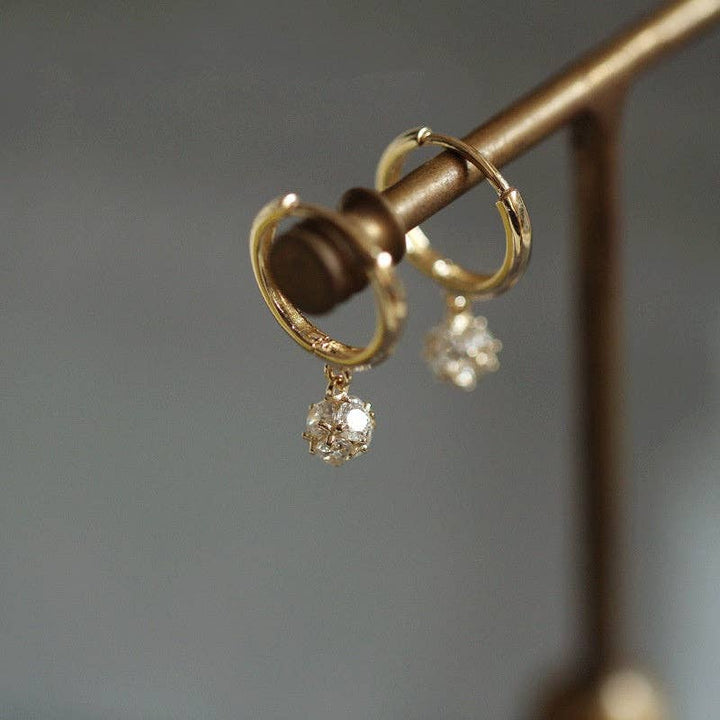 Dainty Ball CZ Drop Huggie Earrings in 925 Sterling Silver