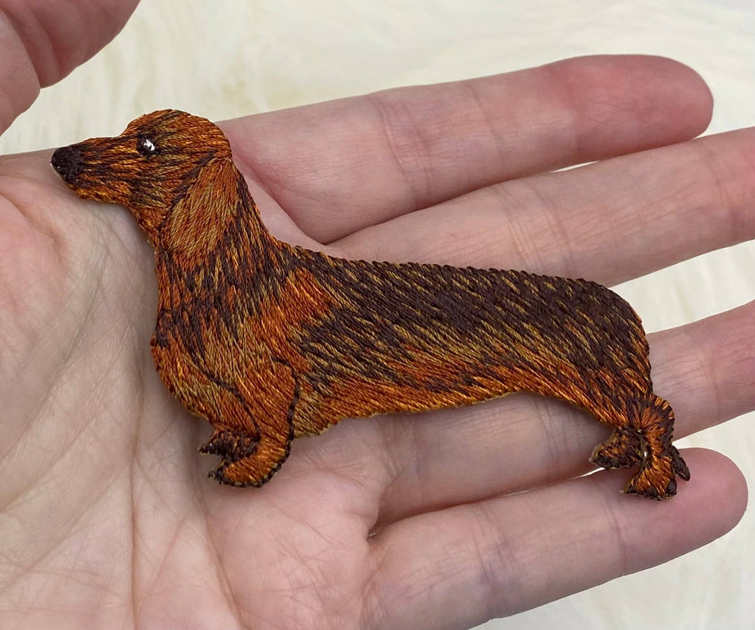 Dachshund Dog - Full Body, Pets, Embroidered, Iron on Patch