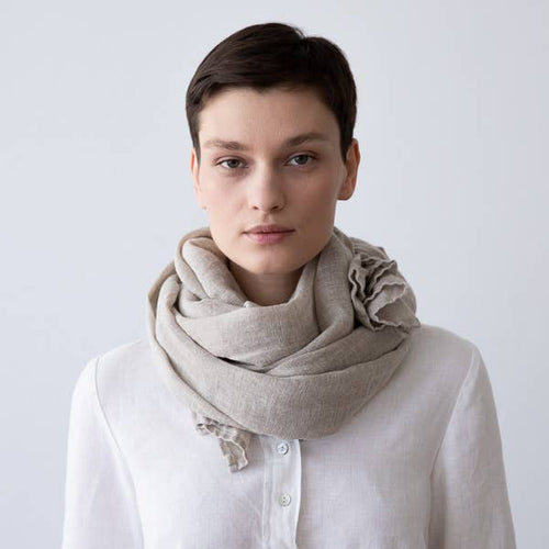 Linen Scarf Natural Garza LM224