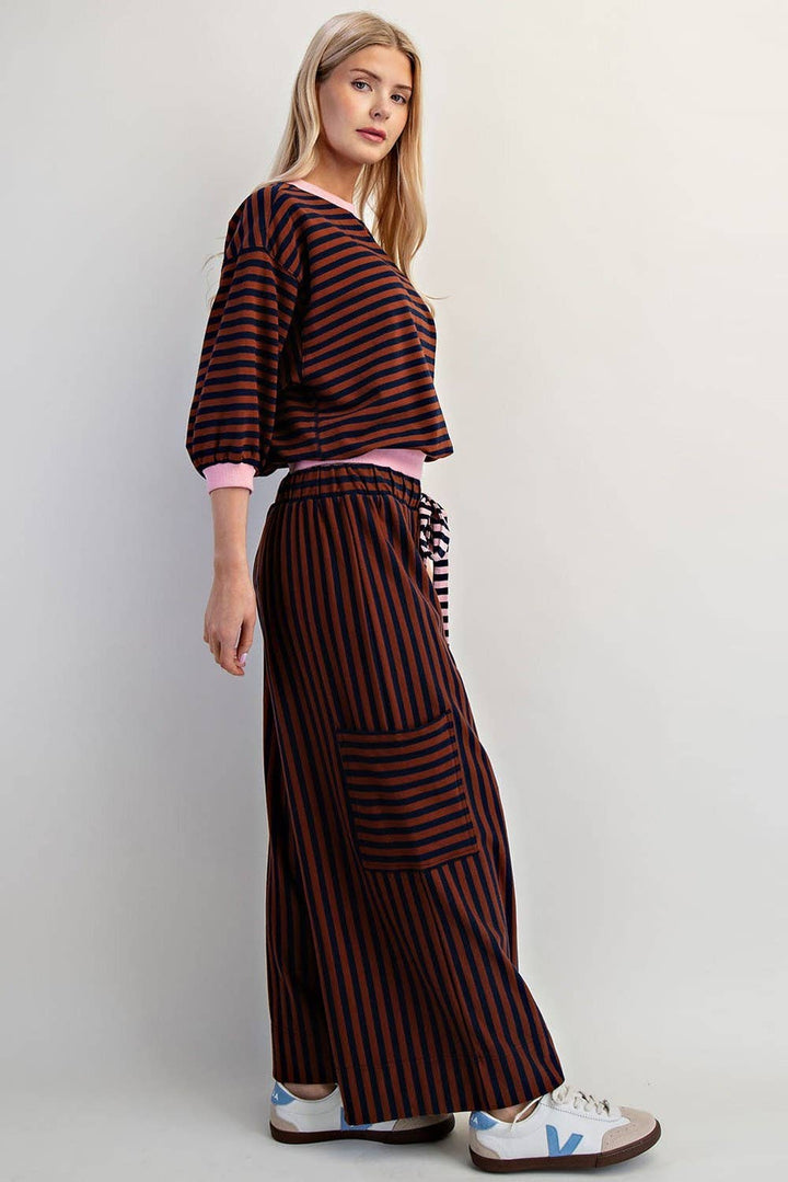 PL7632 - STRIPED SIDE POCKET PANTS