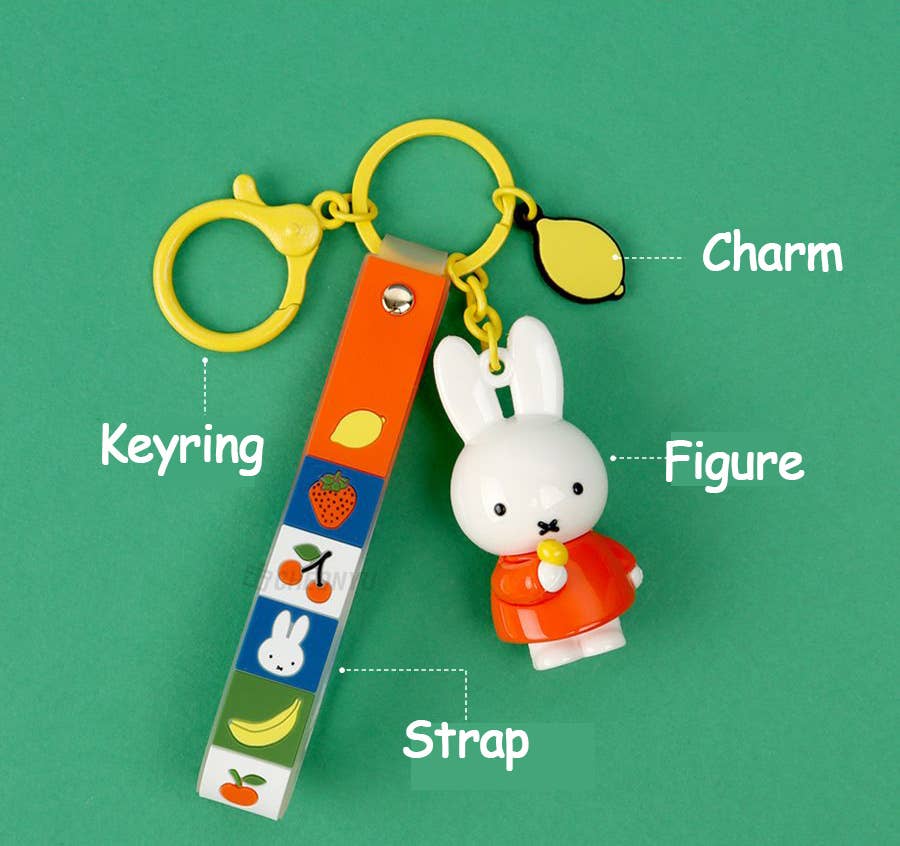Miffy Figure Keyring &amp; Charm – Pastel &amp; Fruits Random