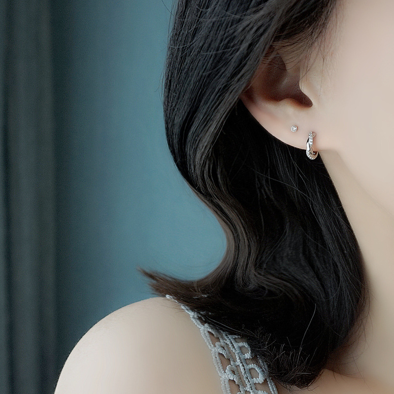 Dainty Twisted Huggie Hoop Earrings in 925 Sterling Silver